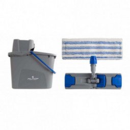 Kit seau Easy Wash 14lt avec presseKit : support 35 cm, frange microfibre 35 cm et seau mono bac 14 L avec presse
