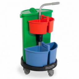 Chariot NUMATIC NC3 Reflo avec collecteur à déchets 70L avec couvercle, 4 compartiments de rangements