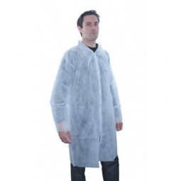 BLOUSE JETABLE AVEC COL A PRESSIONS SANS POCHE - BLANCHE - XL