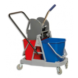 Chariot de lavage 2 x 15L double seaux avec presse à mâchoires lavage a plat