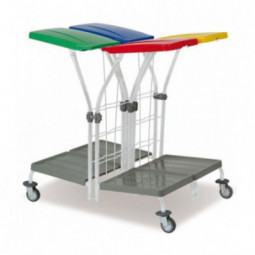 Chariot ramassage linge 2x2 supports sacs 70 L dos a dos couvercle bleu rouge vert  jaune FILMOP