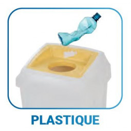 Poubelle container 50 L ATLAS FIT couvercle rond jaune collecte verre plastique metal FILMOP