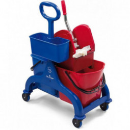 Chariot lavage FRED 2 x 25 litres timon latéral cassette porte produits presse a machoires FILMOP