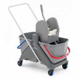 Chariot lavage OneFred 2 x 25L timon central en métal rilsan et presse a machoires FILMOP