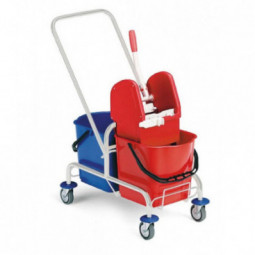 Chariot lavage JACK 2 x 15 litres métal chromé Rilsan presse a machoires FILMOP