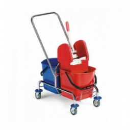 Chariot lavage JACK 2 x 15 litres métal chromé presse a machoires FILMOP