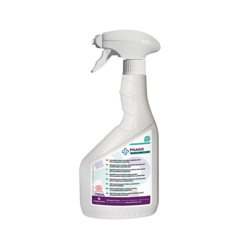 PHAGO’SPRAY DASR 70 désinfectant sans rinçage hydro-alcoolique pour la désinfection des mains et surfaces 750ml