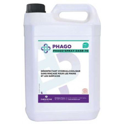 PHAGO’SPRAY DASR 70 désinfectant sans rinçage hydro-alcoolique pour la désinfection des mains et surfaces 5L