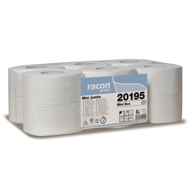 Papier toilette Mini JUMBO RACON - 2 plis - Blanc - 160m par rouleau