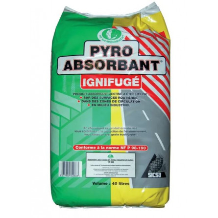 Absorbant granulés Pyro absorbant ignifugé en sac de 40 L