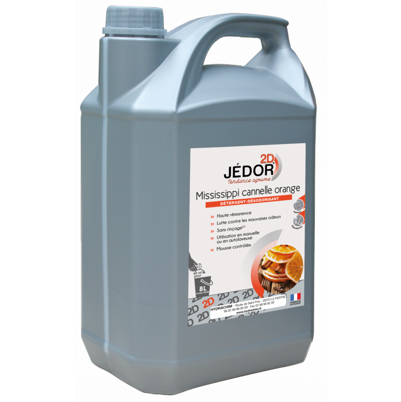 JEDOR 2D Mississippi Cannelle Orange . Détergent sols et surface surodorant - 5L