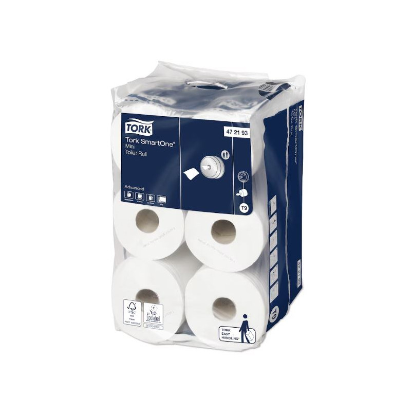 Mini papier toilette Tork SmartOne T9 2 plis - Blanc - 620 formats