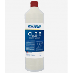 Eau de Javel en1L DETERQUAT CL 2.6 est une Eau de Javel désinfectante et blanchissante, idéale pour les surfaces