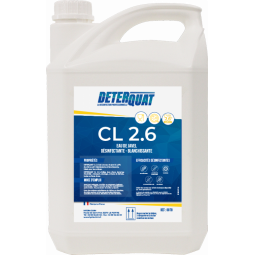 Eau de Javel 5L 2,6% liquide est un produit d’hygiène développé pour désinfecter et nettoie toutes sortes de supports.