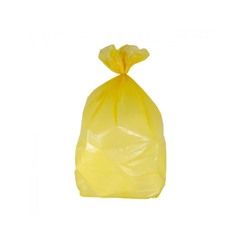 Sacs Poubelle 110L Basse Densité 60 Microns – Jaune Transparent avec Lien à Nouer | Résistants et Pratiques