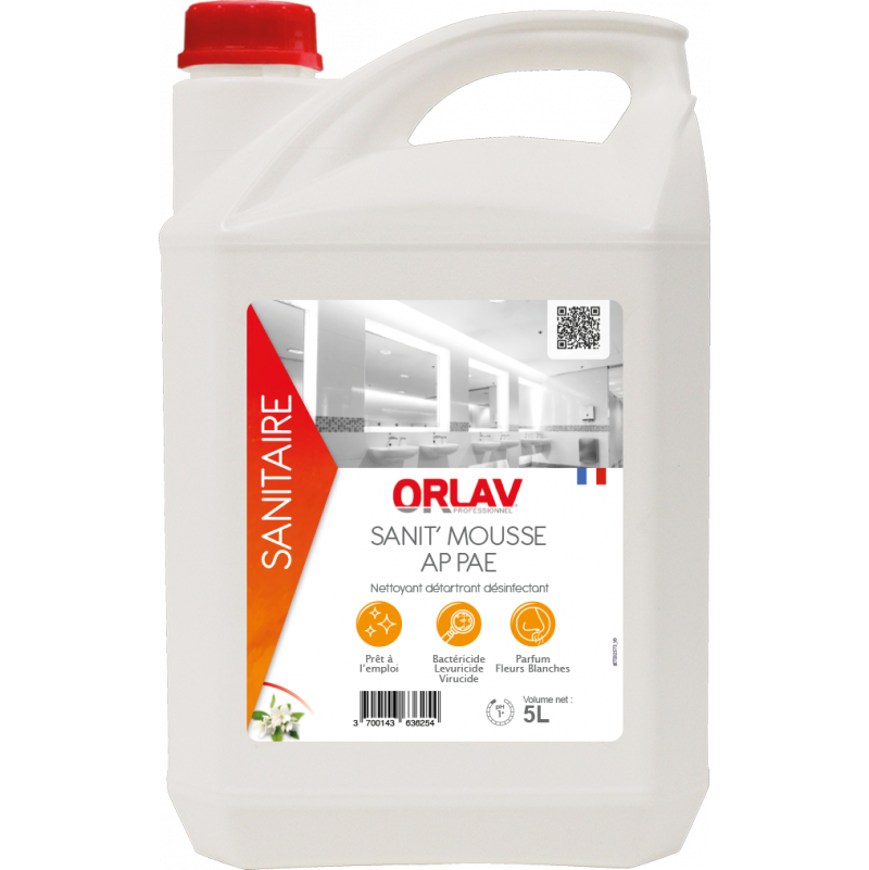 Sanit’Mousse AP PAE – nettoyant désinfectant sanitaire prêt à l’emploi