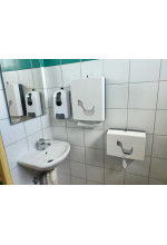 Photo from customer for Distributeurs pour Papier Toilette dévidage feuille à feuille MEGAMINI MIDI EASY PULL blanc